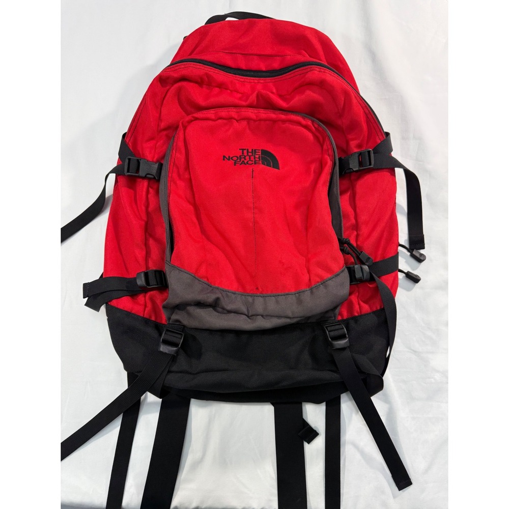 The North Face Hot Shot Vintage Backpack Red Black Daypack Hiking Bag